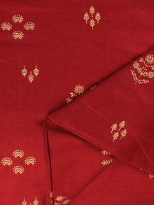 Cherry Red Gold Block Printed Cotton Fabric Per Meter - F001F2203