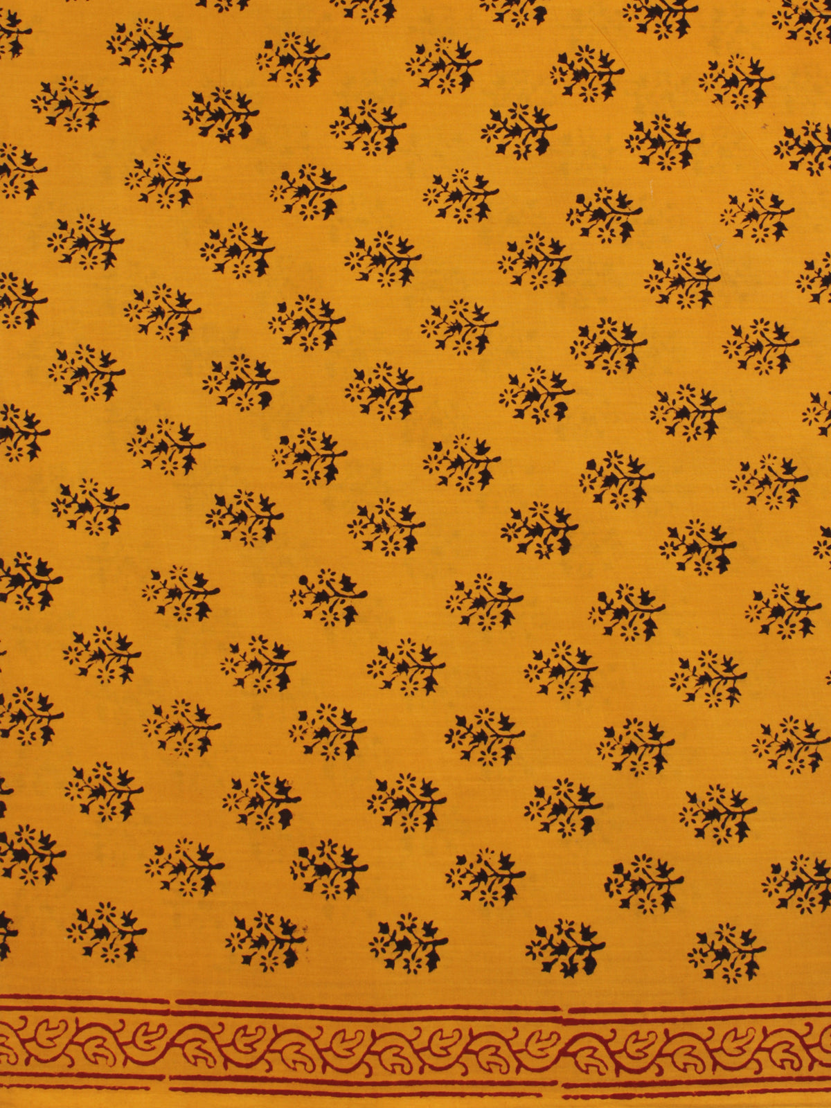 Yellow Black Bagh Printed Cotton Fabric Per Meter - F005F2097