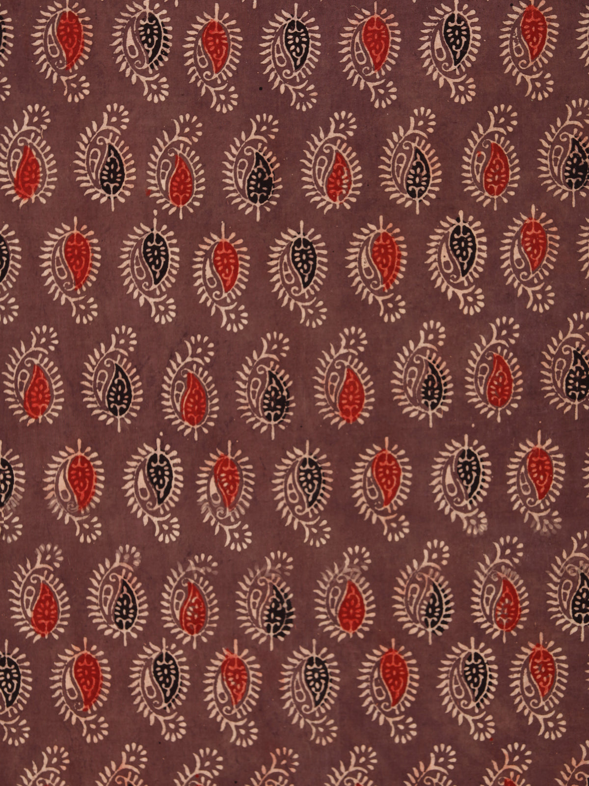 Brown Black Red Beige Ajrakh Hand Block Printed Cotton Fabric Per Meter - F003F1780