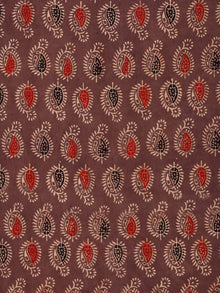 Brown Black Red Beige Ajrakh Hand Block Printed Cotton Fabric Per Meter - F003F1780