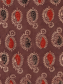 Brown Black Red Beige Ajrakh Hand Block Printed Cotton Fabric Per Meter - F003F1780