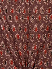 Brown Black Red Beige Ajrakh Hand Block Printed Cotton Fabric Per Meter - F003F1780