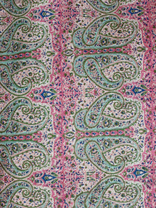 Light Green Pink beige Hand Block Printed Cotton Fabric Per Meter - F001F1879