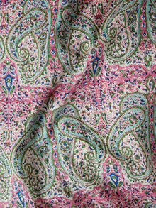 Light Green Pink beige Hand Block Printed Cotton Fabric Per Meter - F001F1879