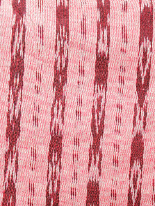 Maroon Beige White Hand Woven Ikat Handloom Cotton Fabric Per Meter - F002F1450