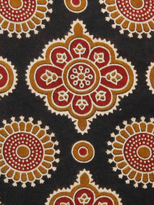 Black Red Peanut Brown Ivory Ajrakh Hand Block Printed Rayon Fabric Per Meter - F003F1551