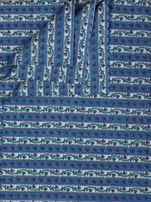 Blue White Green Hand Block Printed Cotton Fabric Per Meter - F001F2039