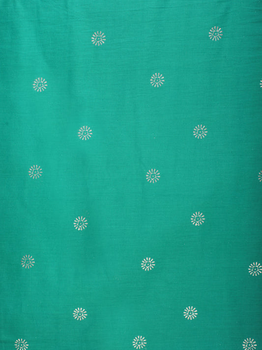 Sea Green White Block Printed Cotton Fabric Per Meter - F001F2208