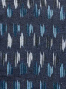 Blue White Pochampally Hand Woven Ikat Fabric Per Meter - F002F939