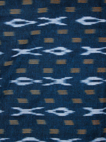 Teal blue White Mustard Hand Woven Ikat Handloom Cotton Fabric Per Meter - F002F1951