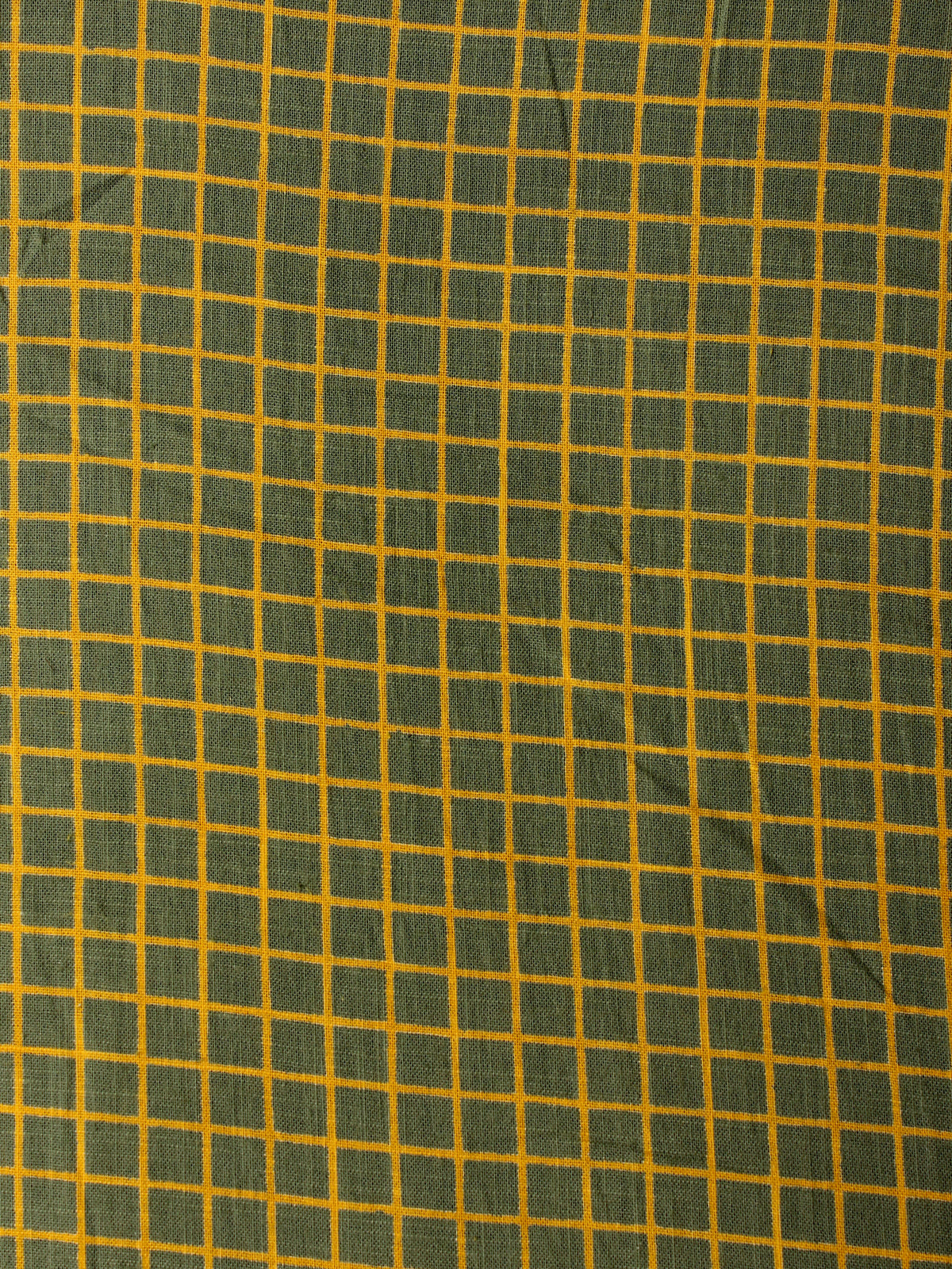 Green Mustard Hand Block Printed Cotton Fabric Per Meter - F001F1993