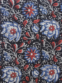 Black Ivory Blue Red Hand Block Printed Cotton Fabric Per Meter - F003F1320