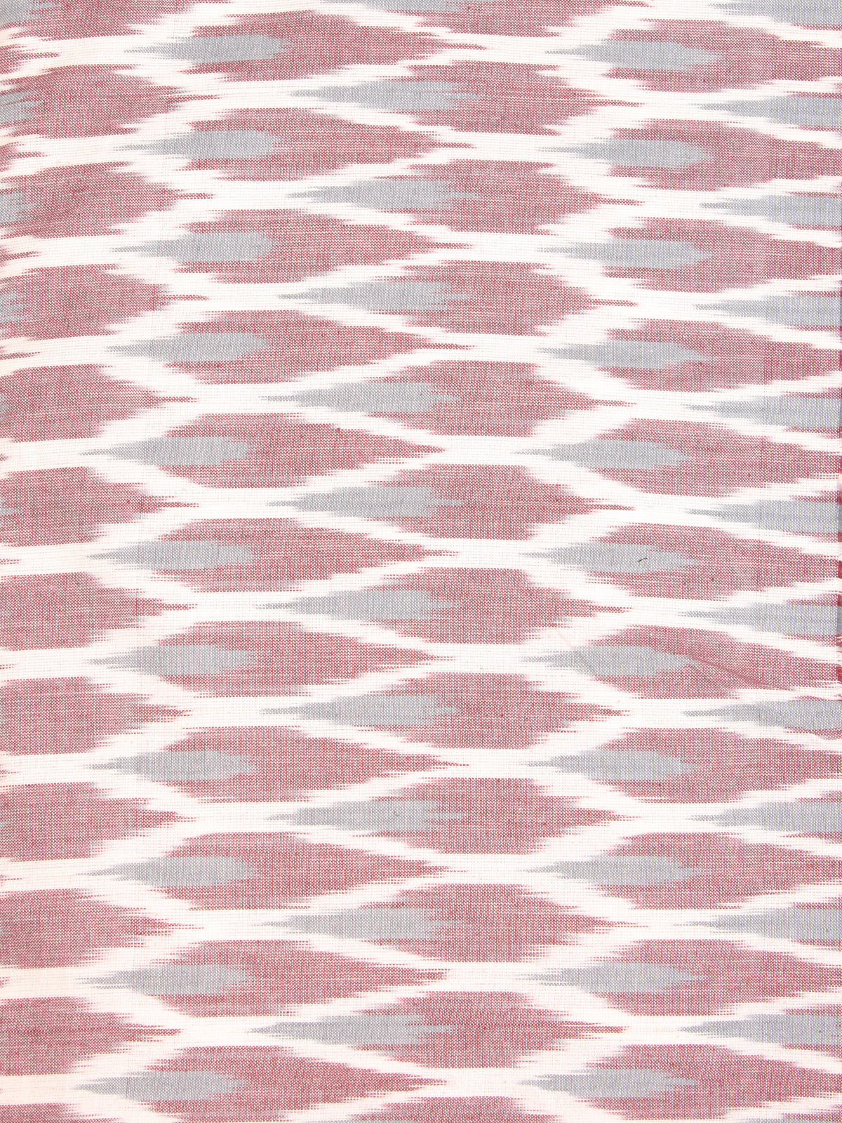 White Grey Rosewood Hand Woven Ikat Handloom Cotton Fabric Per Meter - F002F2420