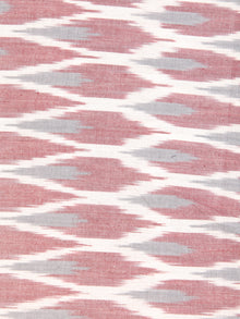 White Grey Rosewood Hand Woven Ikat Handloom Cotton Fabric Per Meter - F002F2420