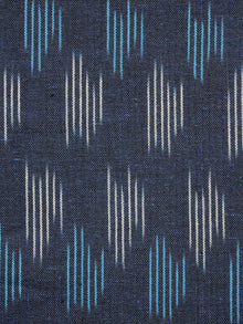 Blue White Pochampally Hand Woven Ikat Fabric Per Meter - F002F939