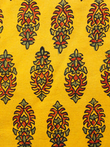 Yellow Red Green Ajrakh Hand Block Printed Cotton Fabric Per Meter - F003F1579