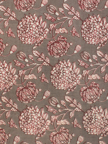 Grey OffWhite Maroon Block Printed Cotton Fabric Per Meter - F001F2244