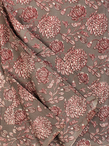 Grey OffWhite Maroon Block Printed Cotton Fabric Per Meter - F001F2244