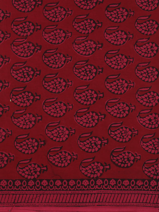 Crimson Red Pink Black Bagh Printed Cotton Fabric Per Meter - F005F2101