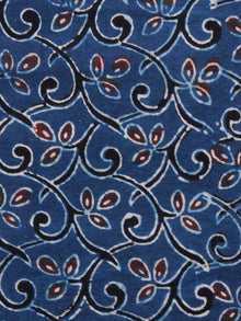 Indigo Maroon Black Ivory Ajrakh Hand Block Printed Cotton Fabric Per Meter - F003F1623