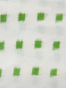 White Green Pochampally Hand Woven Double Ikat Geometric Pattern Fabric Per Meter - F002F1451