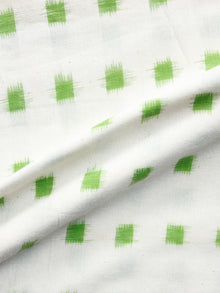 White Green Pochampally Hand Woven Double Ikat Geometric Pattern Fabric Per Meter - F002F1451