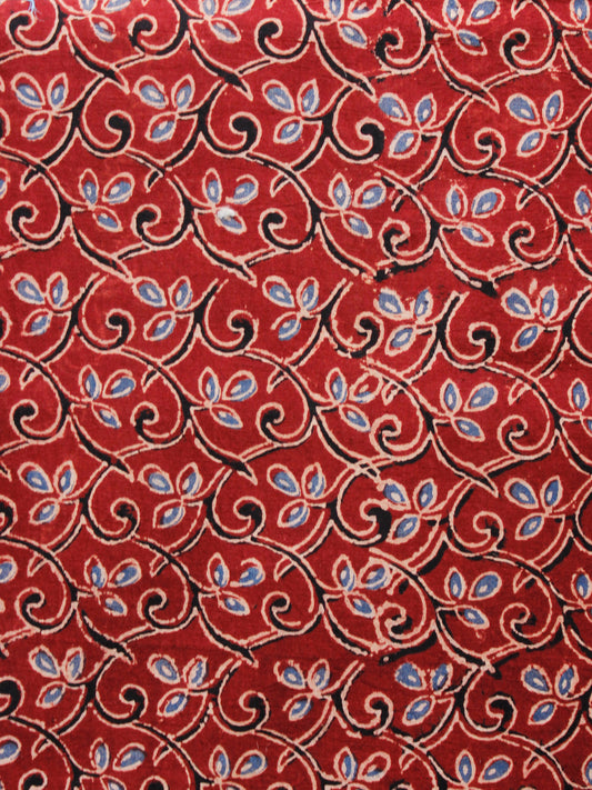 Rust Black Blue Ivory Ajrakh Hand Block Printed Cotton Fabric Per Meter - F003F1626