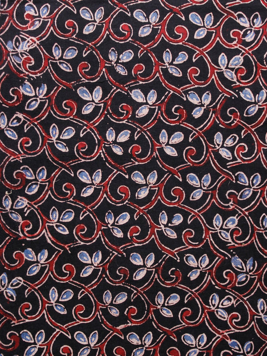 Black Maroon Ivory Blue Ajrakh Hand Block Printed Cotton Fabric Per Meter - F003F1625