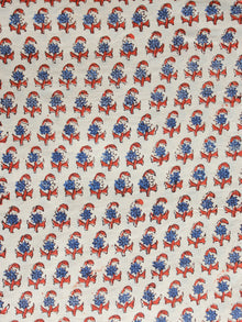 Beige Indigo Rust Hand Block Printed Cotton Fabric Per Meter - F001F1383