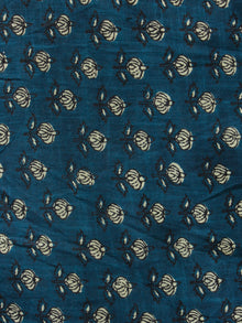 Deep Indigo Yellow Hand Block Printed Cotton Fabric Per Meter - F001F1944