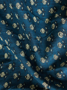 Deep Indigo Yellow Hand Block Printed Cotton Fabric Per Meter - F001F1944