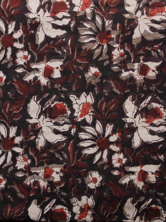 Black Brown Ivory Hand Block Printed Cotton Fabric Per Meter - F001F1384