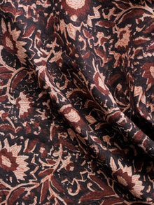 Black Beige Brown Hand Block Printed Cotton Fabric Per Meter - F001F1385