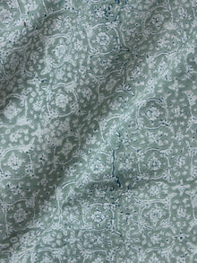 Sage Green white Hand Block Printed Cotton Fabric Per Meter - F001F1911