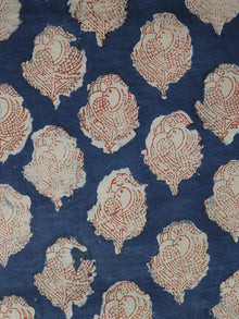 Indigo Maroon Ivory Hand Block Printed Cotton Fabric Per Meter - F001F1102