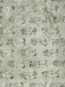 Pistachio Green Hand Block Printed Cotton Fabric Per Meter - F001F1945