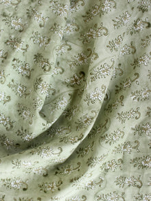 Pistachio Green Hand Block Printed Cotton Fabric Per Meter - F001F1945