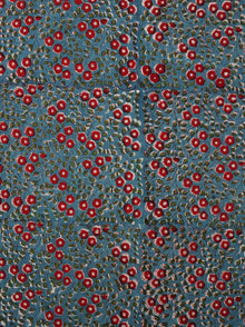 Teal Blue Red Green Hand Block Printed Cotton Fabric Per Meter - F001F2045