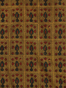 Mustard Maroon Green Ajrakh Hand Block Printed Cotton Fabric Per Meter - F003F2109