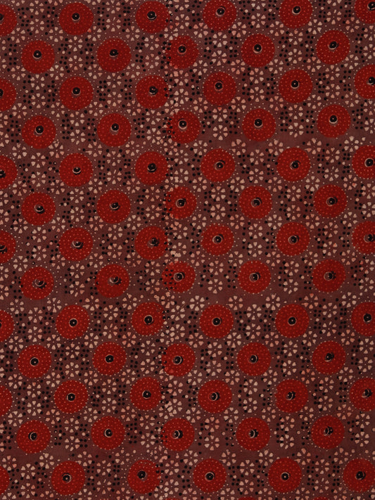 Brown Rust Beige Black Ajrakh Hand Block Printed Cotton Fabric Per Meter - F003F1791