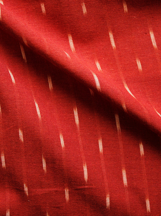 Red Ivory Pochampally Hand Woven Ikat Cotton Fabric Per Meter - F002F1460