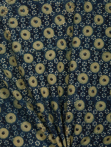 Indigo Green Ivory Black Ajrakh Hand Block Printed Cotton Fabric Per Meter - F003F1792