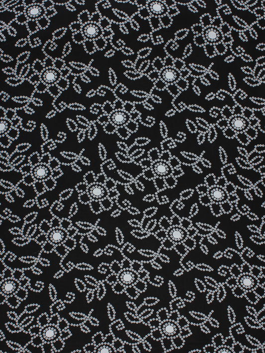 Black White Hand Block Printed Cotton Fabric Per Meter - F001F2287