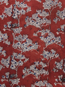 Red Ivory Blue Hand Block Printed Cotton Fabric Per Meter - F003F1306