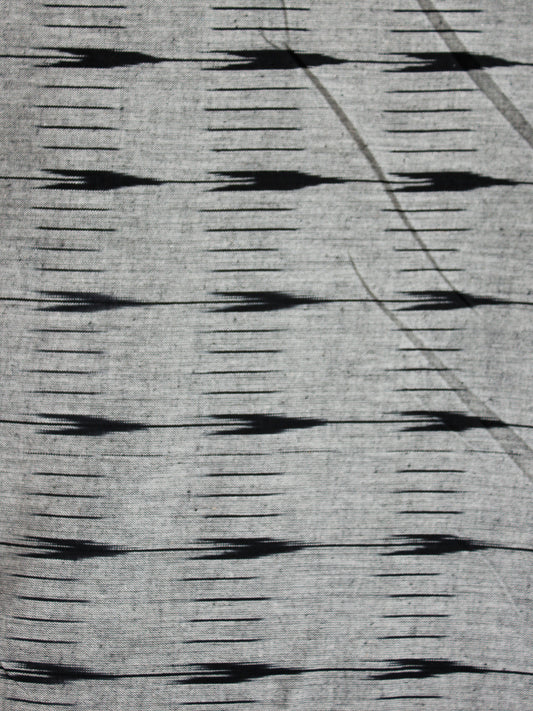 Grey Black Hand Woven Ikat Handloom Cotton Fabric Per Meter - F002F1952