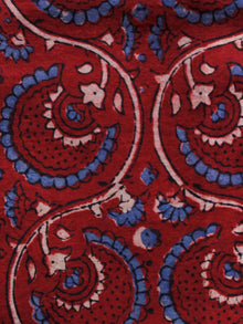 Cherry Red Blue  Ajrakh Hand Block Printed Cotton Blouse Fabric - BPA0111