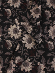 Brown Black Ivory Hand Block Printed Cotton Fabric Per Meter - F001F2131