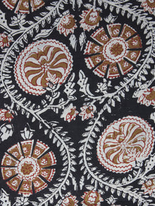 Black Peanut brown Ivory Hand Block Printed Cotton Fabric Per Meter - F001F1146