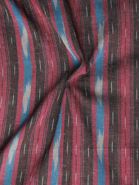 Magenta Blue Black Ivory Pochampally Hand Woven Ikat Fabric Per Meter - F002F926