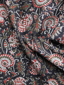 Black Red Brown Ivory Hand Block Printed Cotton Fabric Per Meter - F003F1219